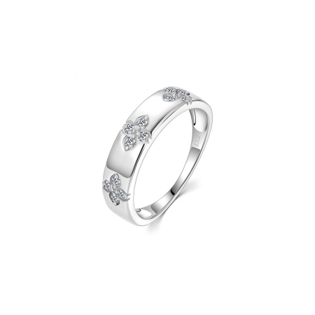 Bagues pour femmes en moissanite, plaquées rhodium couleur argent sterling 925, collection Simple Series Daily Clover