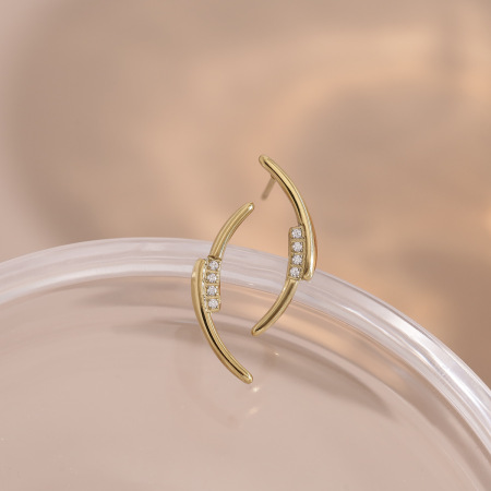 Boucles d'oreilles puces pour femmes, forme géométrique simple, en acier inoxydable, couleur or, étanches, ornées de strass.