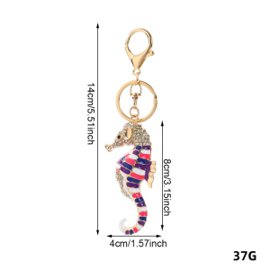 Porte-Clés Luxueux En Alliage Multicolore Orné De Strass, Style Océanique Et Animal Naturel, Collection Animaux Naturels h5 Image4