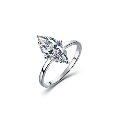 Bagues pour femmes en argent sterling 925 plaqué rhodium, forme géométrique simple et élégante, serties de moissanite.