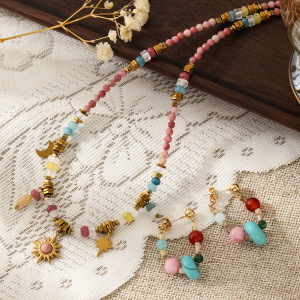 Colliers De Perles Rétro Soleil En Pierres Naturelles Pour Femmes, Collection Classique h5 Image2