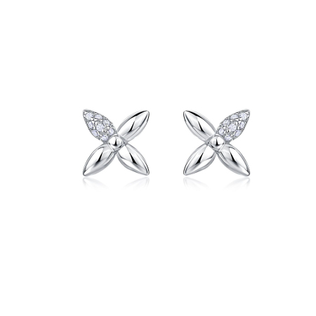 Boucles d'oreilles élégantes Clover en argent sterling 925 et moissanite couleur or pour femmes