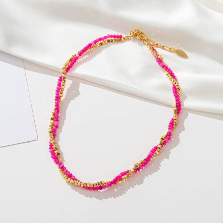 Ensembles de colliers pour femmes en perles simples et pierres naturelles, couleur cuivre et or