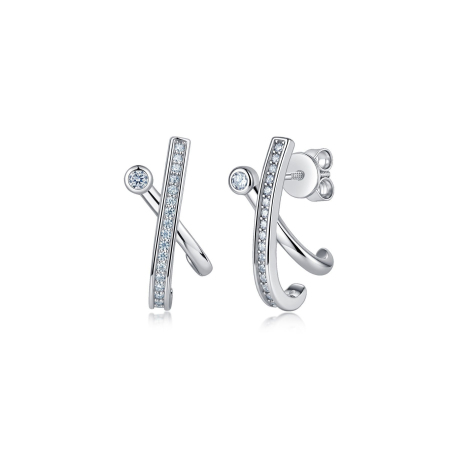 Boucles d'oreilles pour femme en argent sterling 925, couleur or, luxueuses et simples, ornées de moissanite. Forme irrégulière et élégante.