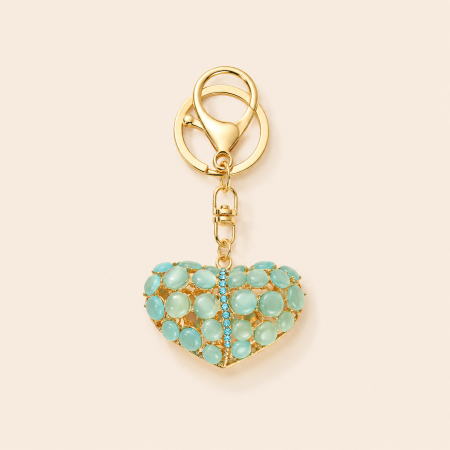 Porte-clés romantique en forme de cœur, en alliage uni et strass, collection Sweet Heart. 2