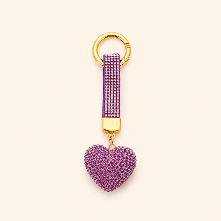 Porte-clés luxueux Sweet Heart en alliage uni avec strass et strass, collection Sweet Heart. 2