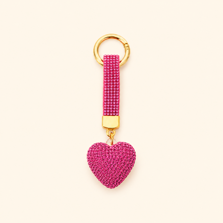 Porte-clés luxueux Sweet Heart en alliage uni avec strass et strass, collection Sweet Heart.