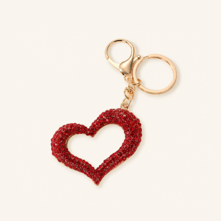Porte-clés romantique décontracté en forme de cœur, en alliage et strass, collection romantique.