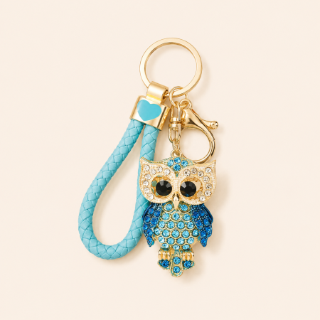 Porte-clés luxueux de la série rétro animal multicolore en métal et strass