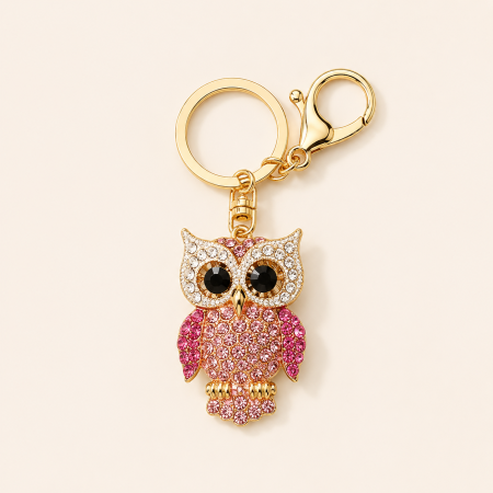 Porte-clés luxueux de la série rétro animal multicolore en métal et strass 2