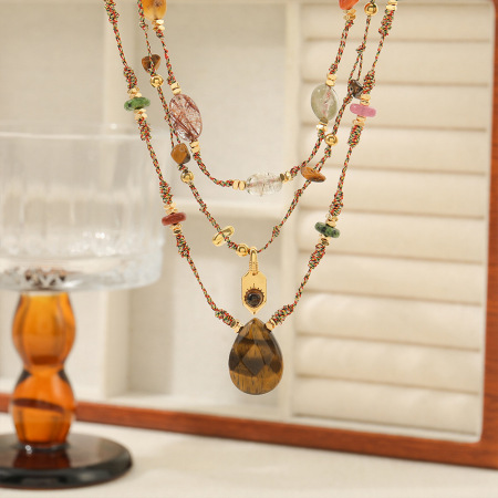 Colliers tressés pour femmes, collection rétro classique, perles et pierres naturelles