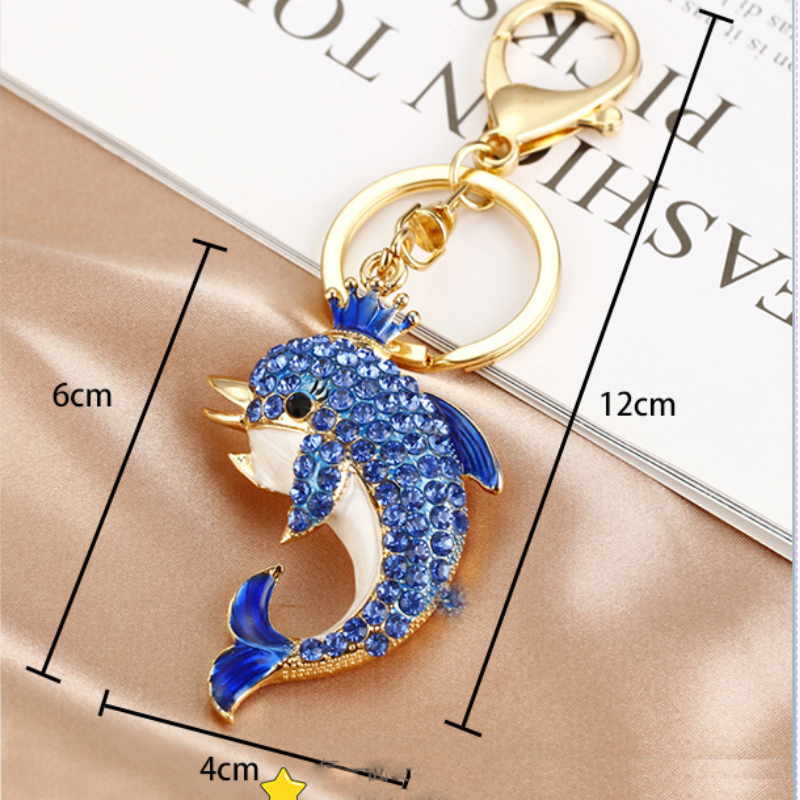 Porte-Clés Luxueux En Métal Et Strass, Motif Poisson Multicolore, Style Océanique Et Cœur Naturel, Collection Nature. Image4