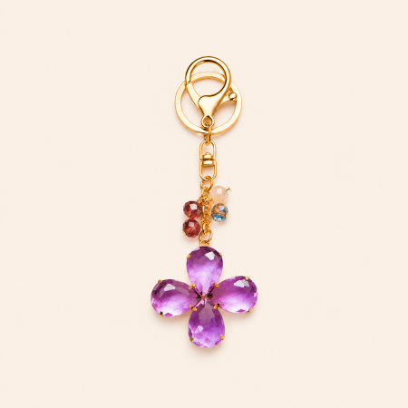 Porte-clés en cristal simple en forme de cœur et de trèfle de la série Luxueuse
