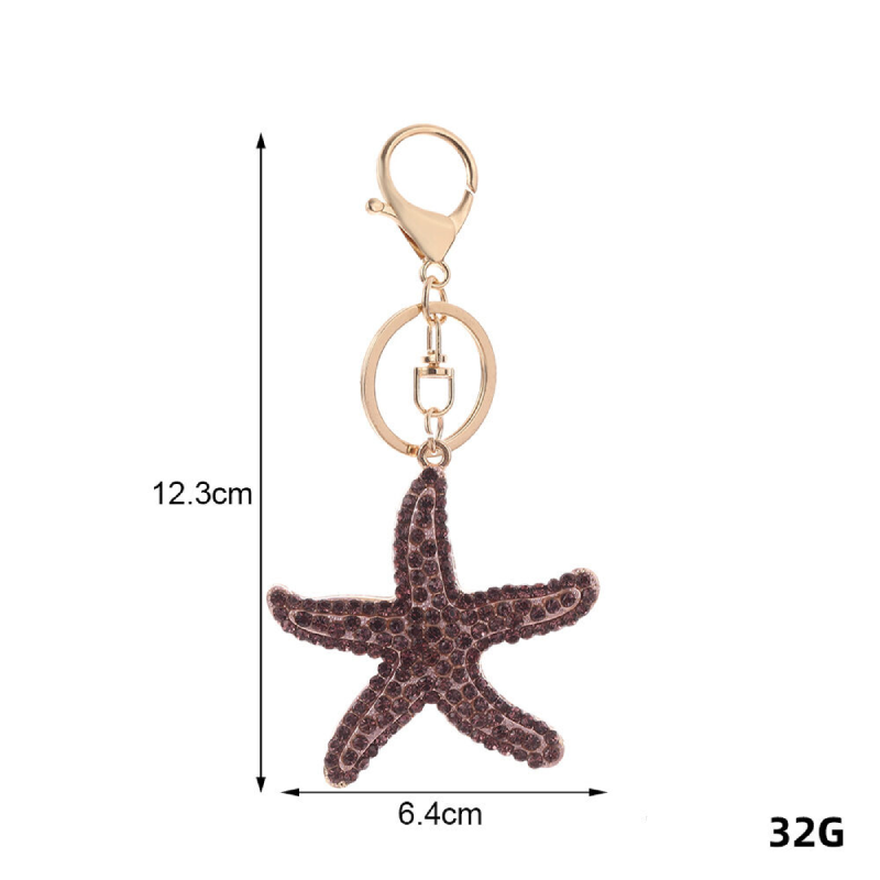 Porte-Clés Étoile De Mer En Alliage Et Strass, Style Océan, Couleur Naturelle Unie, Collection Luxe Image4