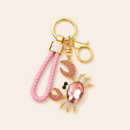 Porte-clés luxueux en métal et strass, style océanique, motif animal naturel uni, couleur naturelle. 2