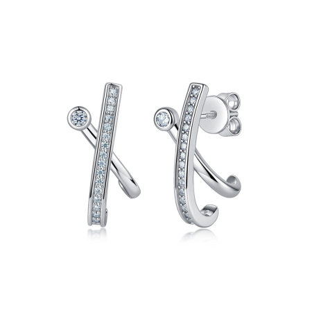 Boucles d'oreilles pour femme en argent sterling 925, couleur or, luxueuses et simples, ornées de moissanite. Forme irrégulière et élégante.