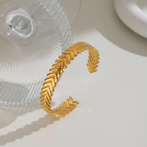Bracelets Manchettes Pour Femmes En Acier Inoxydable À Motif Flèche, Étanches, Couleur Or h5 Image5