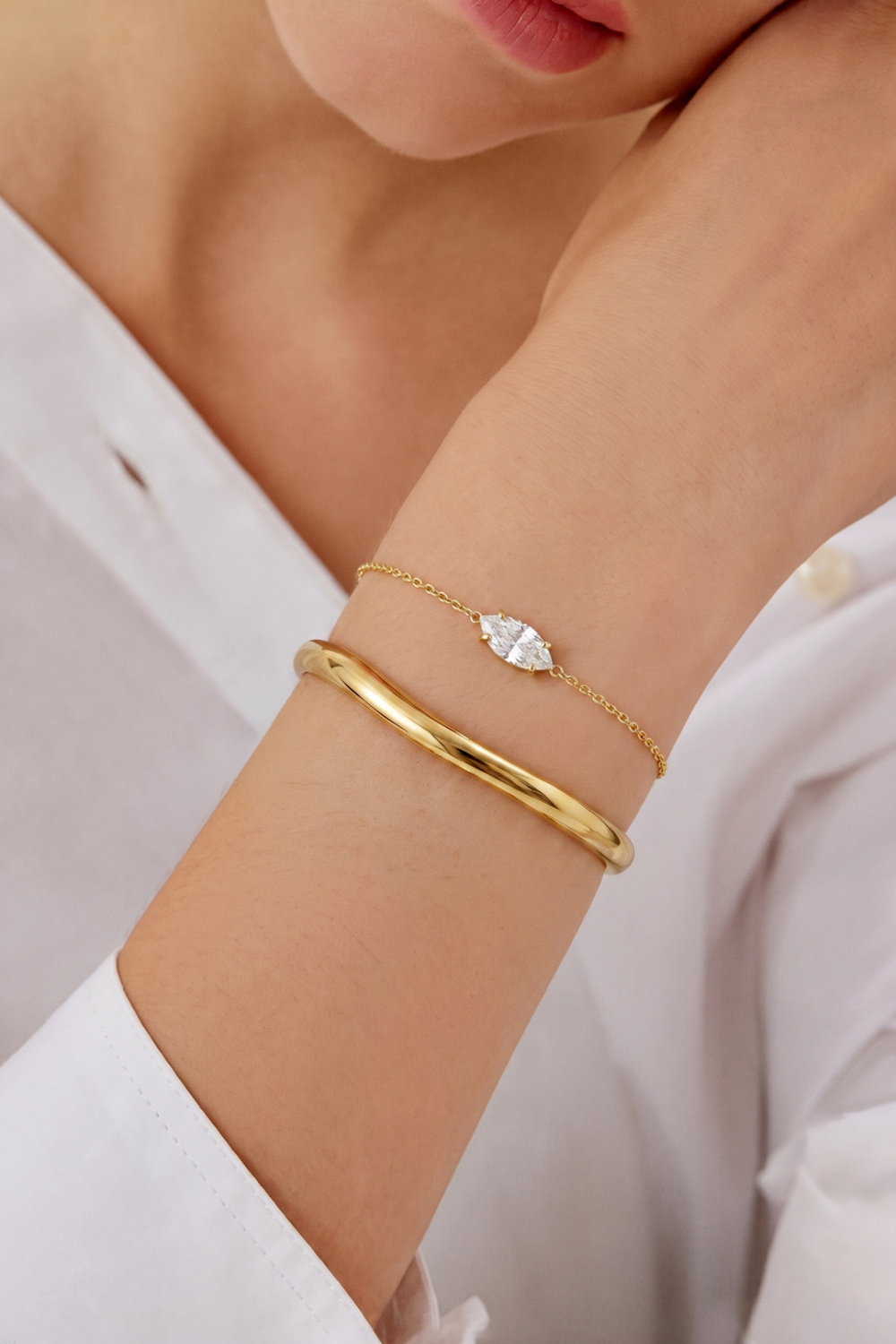 Bracelets À Breloques En Acier Inoxydable, Forme Elliptique, Collection Simple Daily Simple, Bijoux Pour Femmes h5Image2