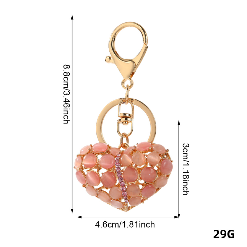 Porte-Clés Romantique En Forme De Cœur, En Alliage Uni Et Strass, Collection Sweet Heart. Image4
