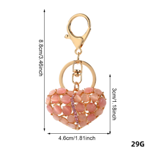 Porte-Clés Romantique En Forme De Cœur, En Alliage Uni Et Strass, Collection Sweet Heart. h5 Image4