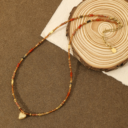 Colliers de perles en cristal rétro en forme de cœur pour femmes, collection classique