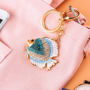 Porte-Clés Luxueux En Alliage À Strass, Style Océanique Naturel, Dégradé De Couleurs, Motif Poisson. h5 Image3