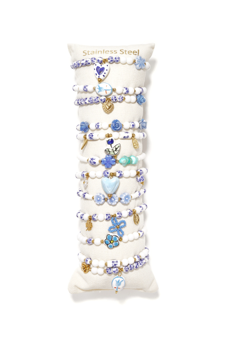 Coffret de présentation pour bracelets en céramique, motif cœur, style rétro, collection ethnique quotidienne, bijoux pour femmes