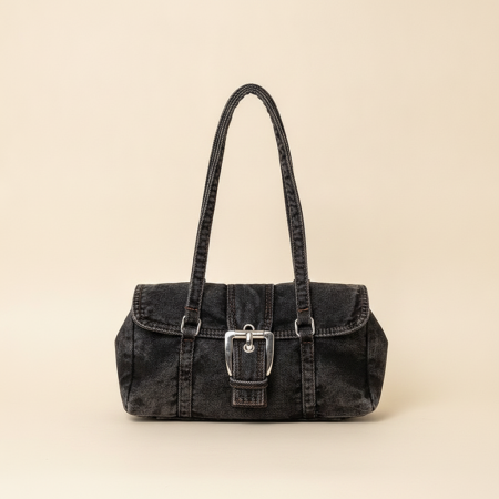 Sac carré pour femme en tissu uni avec détails métalliques style streetwear 2