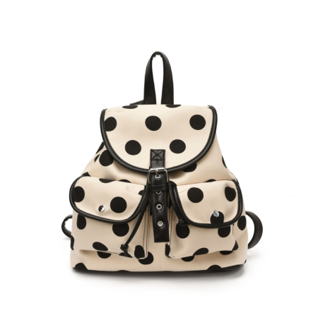 Sac à dos femme en nylon à pois, style parisien chic, uni