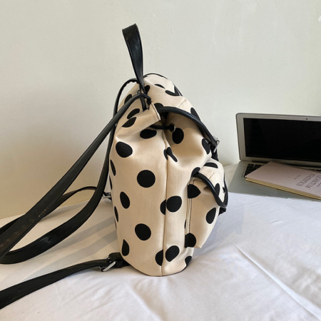 Sac à dos femme en nylon à pois, style parisien chic, uni 2