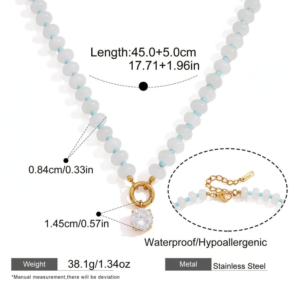 Colliers De Perles Romantiques Et Élégants En Forme De Cœur, Avec Pierres Naturelles Rectangulaires Et Zircon Couleur Or, Pour Femmes. 