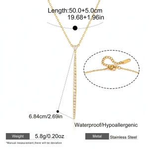 Colliers Pendentifs Pour Femmes, Série Luxueuse, Élégants, À Pampilles, En Acier Inoxydable, Étanches, Couleur Or, Avec Zircon. h5
