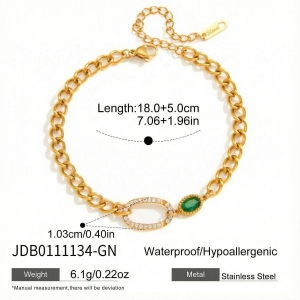Bracelet Chaîne Cœur Quotidien Simple Series En Acier Inoxydable Étanche Couleur Or Avec Zircon Pour Femme h5 