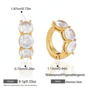 Boucles D'Oreilles Créoles Élégantes Et Raffinées En Acier Inoxydable Doré, Couleur Or, Avec Zircon, De Forme Irrégulière Et De Luxe. h5