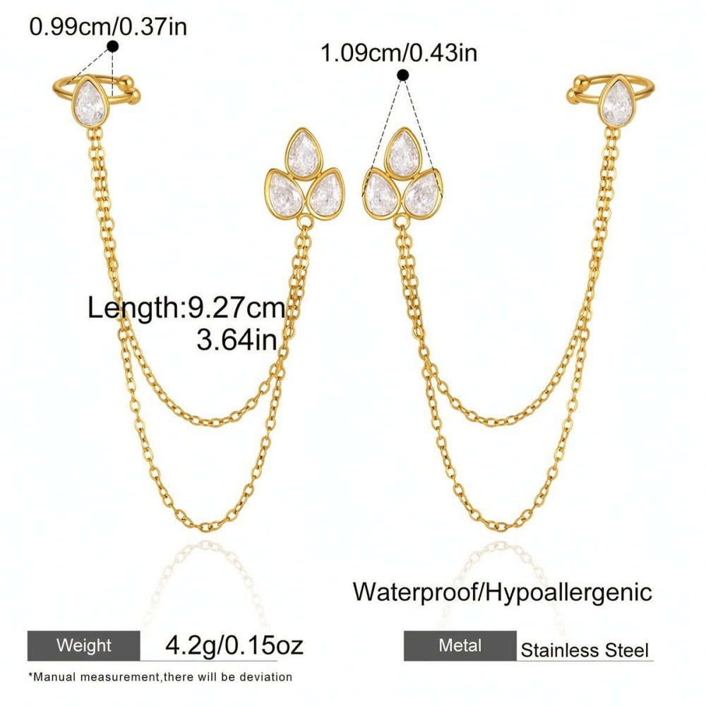 Boucles D'Oreilles Pendantes Pour Femme, Collection Simple, En Acier Inoxydable, Couleur Or, Avec Zircon, Étanches. 