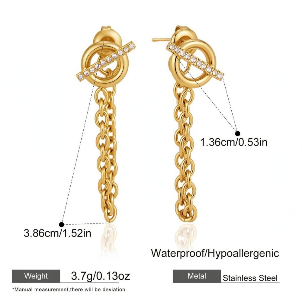 Boucles D'Oreilles Pendantes Pour Femme, Style Décontracté, Avec Pompon Rond, En Acier Inoxydable Étanche, Couleur Or, Collection Simple Series 
