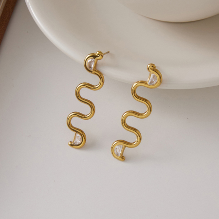 Boucles d'oreilles puces pour femmes, élégantes, de forme irrégulière, en acier inoxydable, couleur or, de la série classique