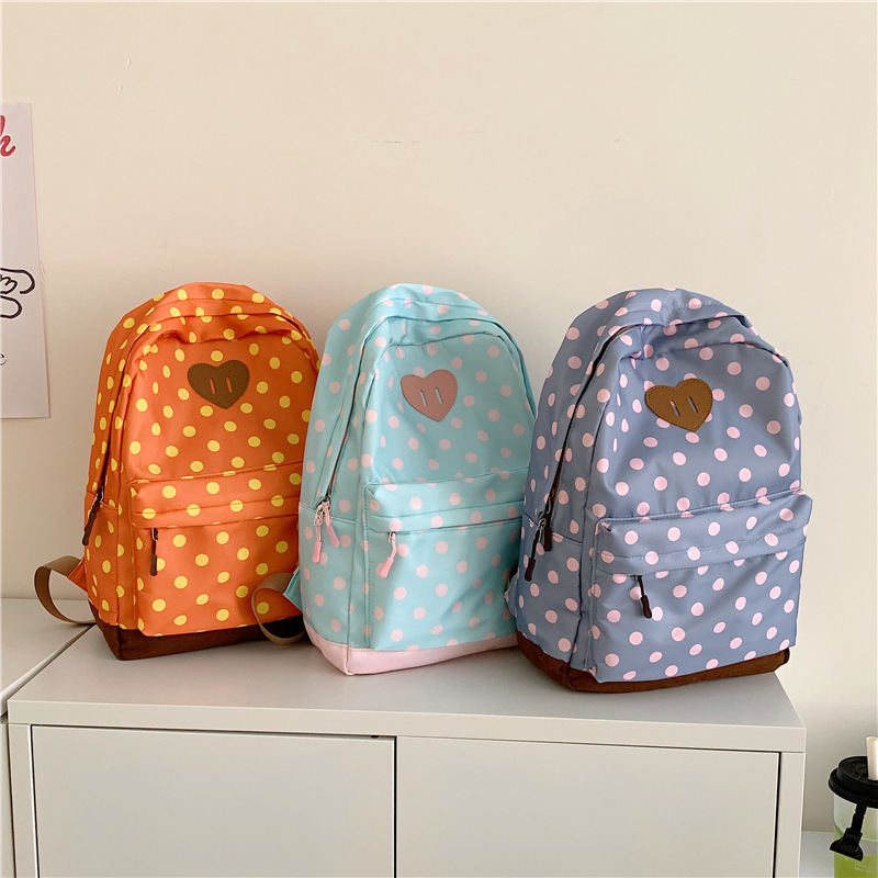 Sac À Dos Femme En Nylon Multicolore À Pois Imprimés, Style Décontracté Image3