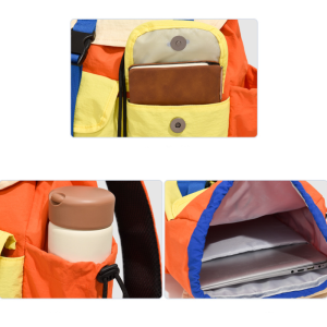 Sac À Dos Femme En Nylon Patchwork Multicolore Style Sportif h5 Image7