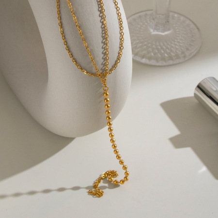Chaîne de main pour femme en acier inoxydable, perles, étanche, couleur or