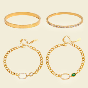 Bracelet Chaîne Cœur Quotidien Simple Series En Acier Inoxydable Étanche Couleur Or Avec Zircon Pour Femme h5 Image2