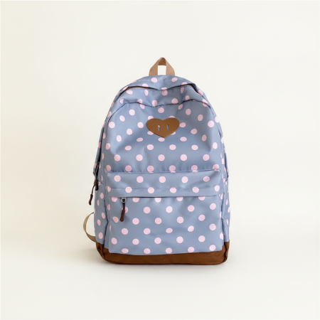 Sac à dos femme en nylon multicolore à pois imprimés, style décontracté 2