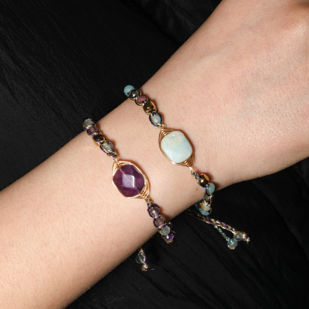 Bracelets tressés pour femmes, collection ethnique bohème, perles et pierres naturelles 2