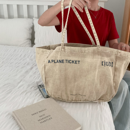 Sac cabas femme en toile unie imprimée, style décontracté