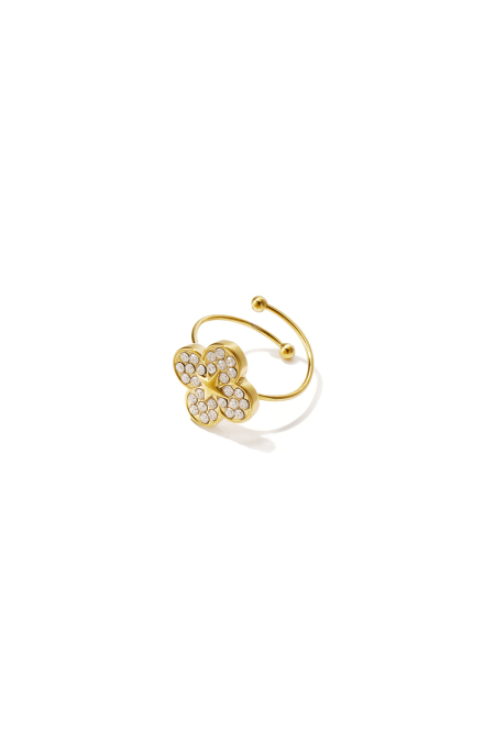 Bague Minimaliste En Acier Inoxydable Plaqué Or 14 Carats, Collection Clover Simple Daily Simple, Bijoux Pour Femmes