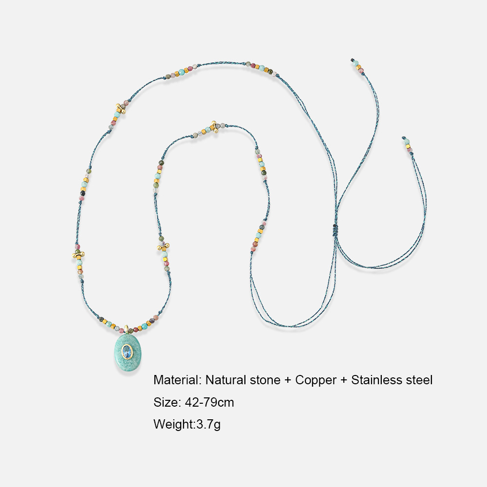 Colliers Longs Ethniques Bohèmes En Perles Goutte Et Pierres Naturelles 