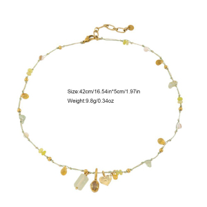 Colliers Tressés Pour Femmes, Collection Simple Series, Perles En Forme De Cœur Et Pierres Naturelles h5 