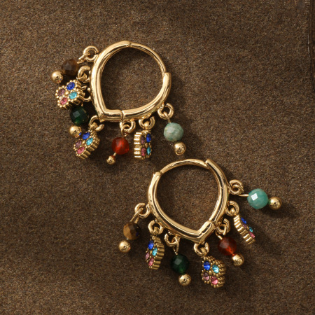 Boucles d'oreilles bohèmes ethniques en perles et pierres naturelles pour femmes 2