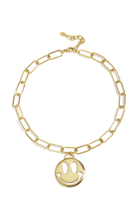 Colliers pendentifs en acier inoxydable, motif visage souriant, collection décontractée et simple pour femmes