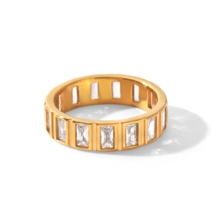 Bagues Pour Femmes Simple Series Daily Circle En Acier Inoxydable Étanche Couleur Or Avec Zircon Et Pierre Précieuse h5 